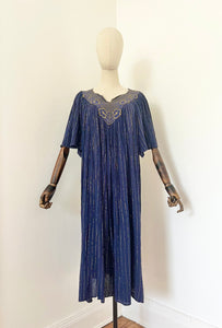 1970's Indian Gauze Crinkle Cotton Smock Dress