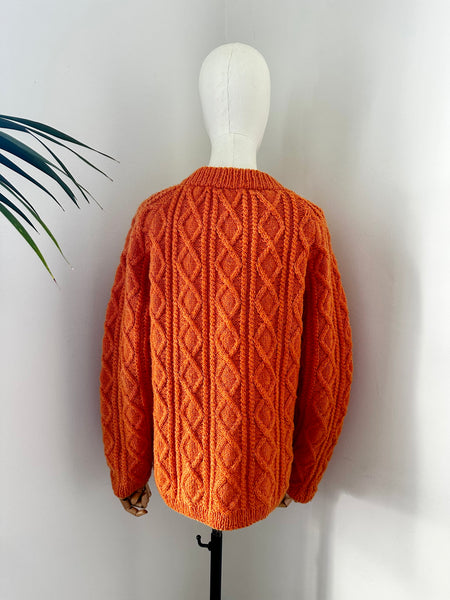 1970's Pumpkin Cable Knitted  Jumper