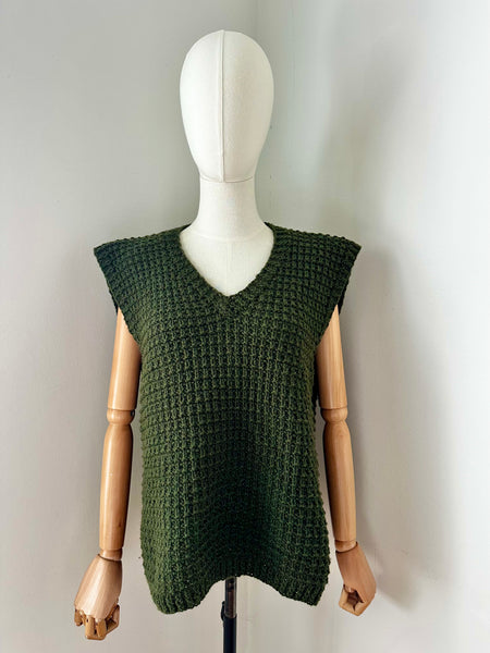 1970's Green Cable Knitted Tank Top