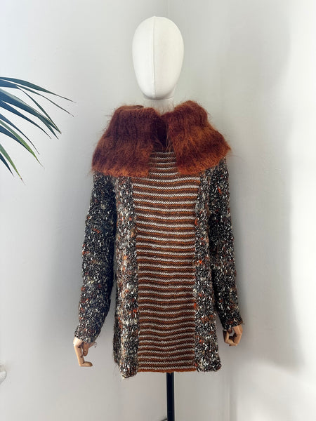 1970's Hand Knitted Mohair Oversized Collared Wool Jumper