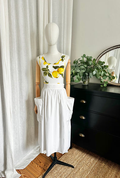 Vintage 1980s Lemon Print Jersey Cotton Vest Top