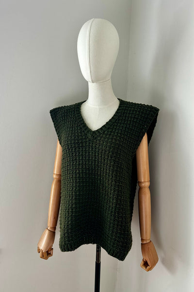 1970's Green Cable Knitted Tank Top