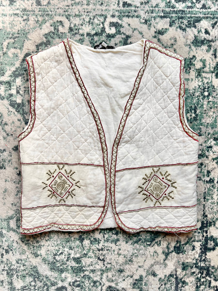 1970's Quilted Indian Cotton Folklore Waistcoat Rare