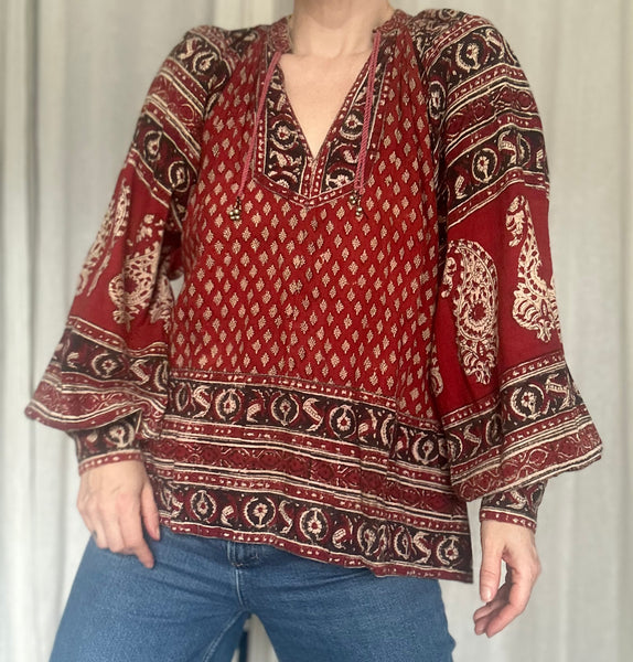 1970's Rare Indian Cotton Gauze Tunic Top