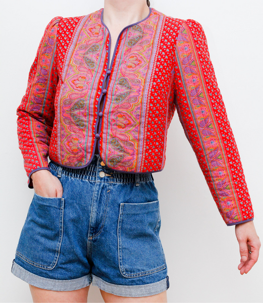 1970's Quilted Indian Cotton Folklore Jacket