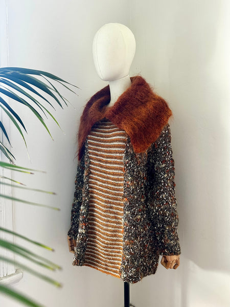 1970's Hand Knitted Mohair Oversized Collared Wool Jumper