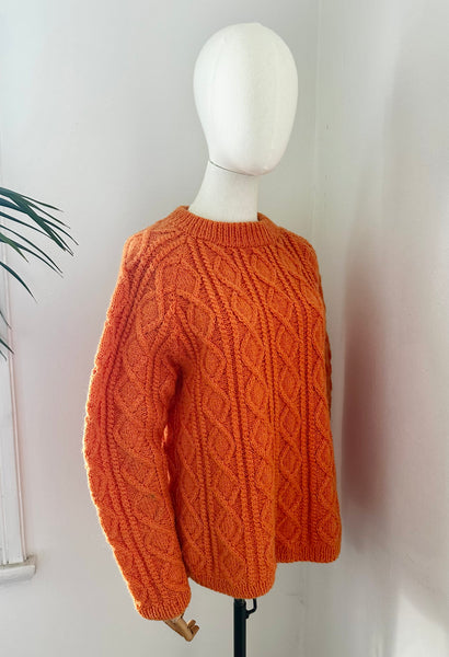 1970's Pumpkin Cable Knitted  Jumper