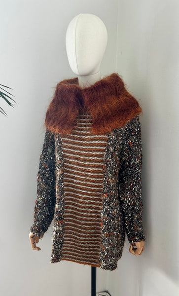 1970's Hand Knitted Mohair Oversized Collared Wool Jumper