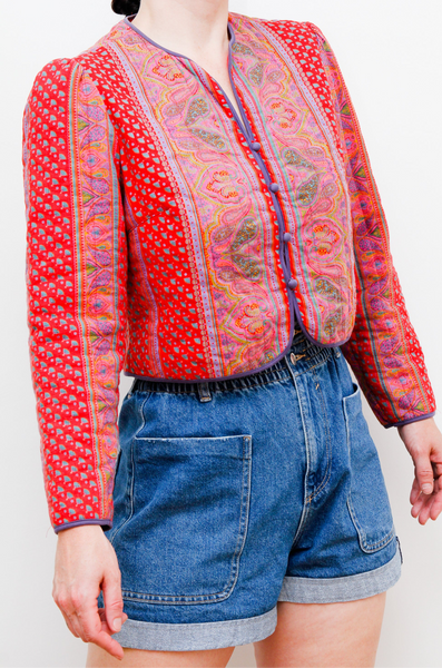 1970's Quilted Indian Cotton Folklore Jacket