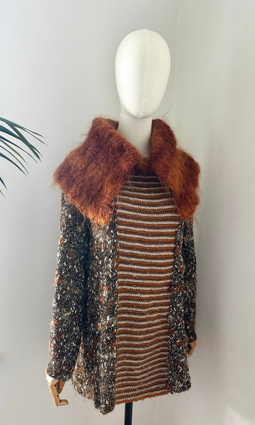 1970's Hand Knitted Mohair Oversized Collared Wool Jumper