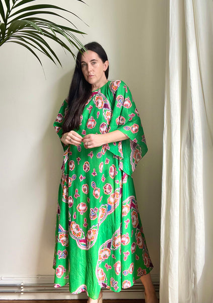 Vintage Floral Indian Cotton Maxi Kaftan