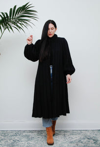 Vintage Mary Farrin Wool Pleated Swagger Long Cardigan