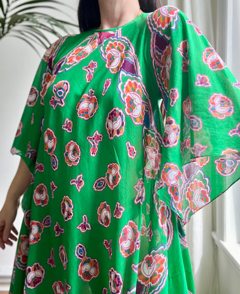 Vintage Floral Indian Cotton Maxi Kaftan