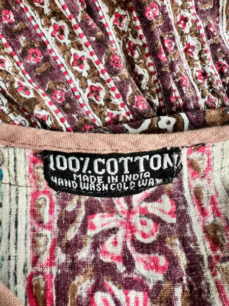 Vintage 1970's Indian Block Kaftan Dress