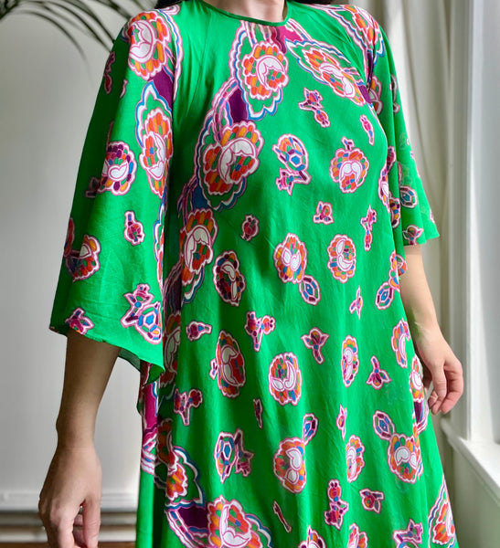 Vintage Floral Indian Cotton Maxi Kaftan