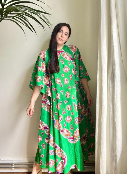 Vintage Floral Indian Cotton Maxi Kaftan