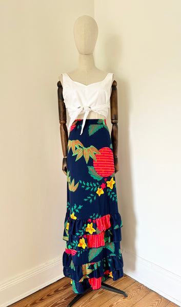 Vintage Tropical Floral High waisted Skirt