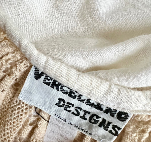 1970's Cream  Gauze Cotton Smock Dress