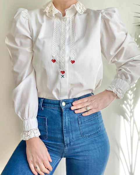Vintage White ❤️ Cotton Blouse
