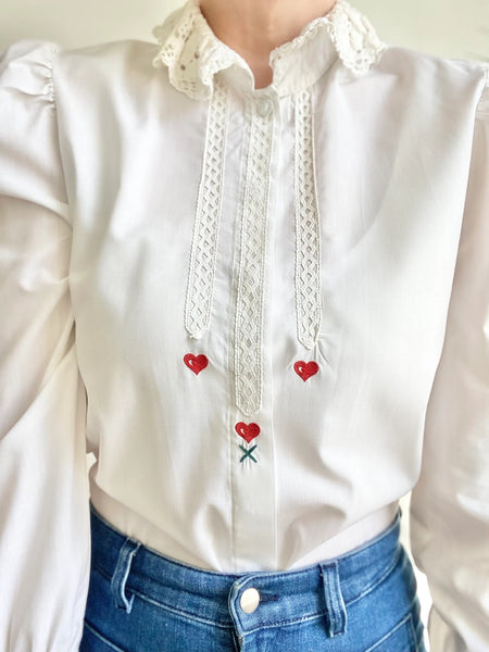 Vintage White ❤️ Cotton Blouse
