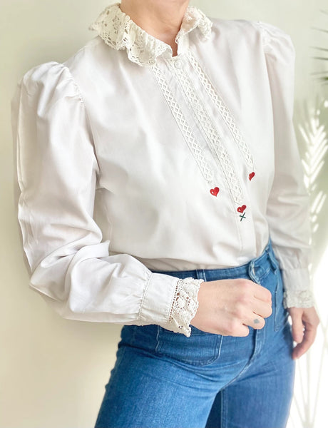 Vintage White ❤️ Cotton Blouse