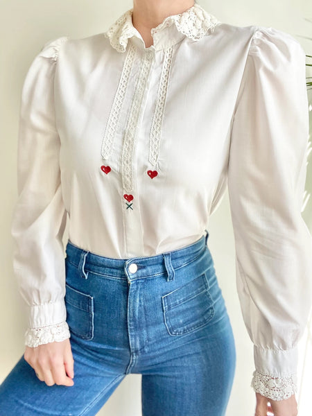 Vintage White ❤️ Cotton Blouse