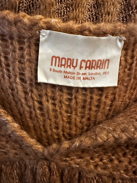 Rare Vintage Mary Farrin Smock Dress, Autumnal Tan & Dramatic Pleated Silhouette
