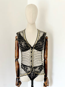 1970's Beaded Bohemian Cotton Waistcoat Rare