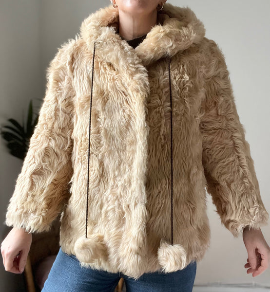 1970's Cream Lamb Shearling Fluffy Sheepskin Coat