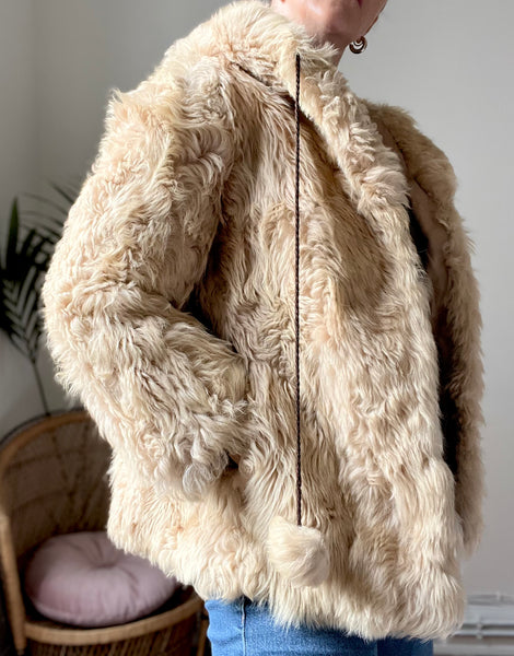 1970's Cream Lamb Shearling Fluffy Sheepskin Coat