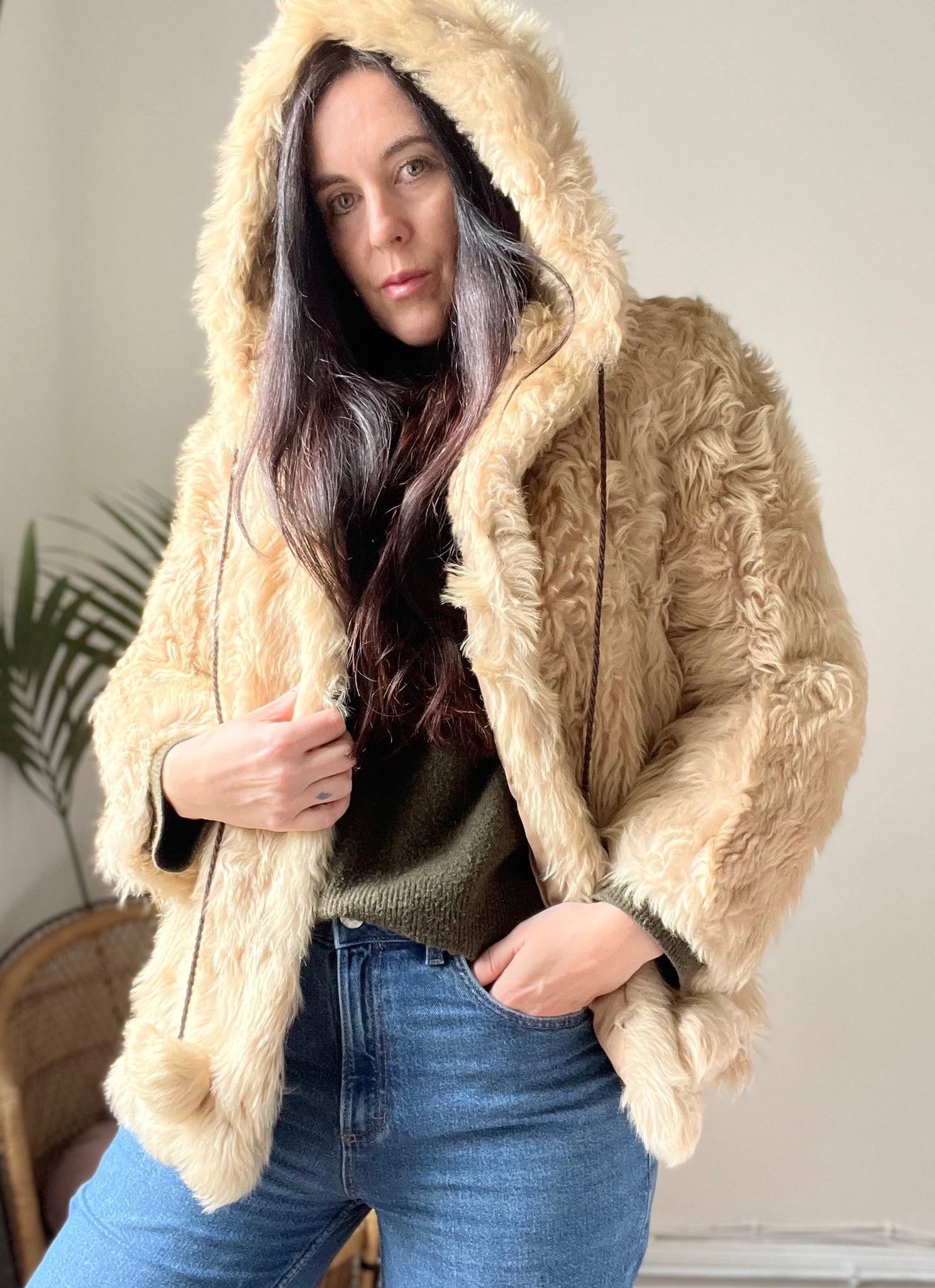 1970's Cream Lamb Shearling Fluffy Sheepskin Coat