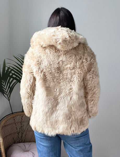 1970's Cream Lamb Shearling Fluffy Sheepskin Coat