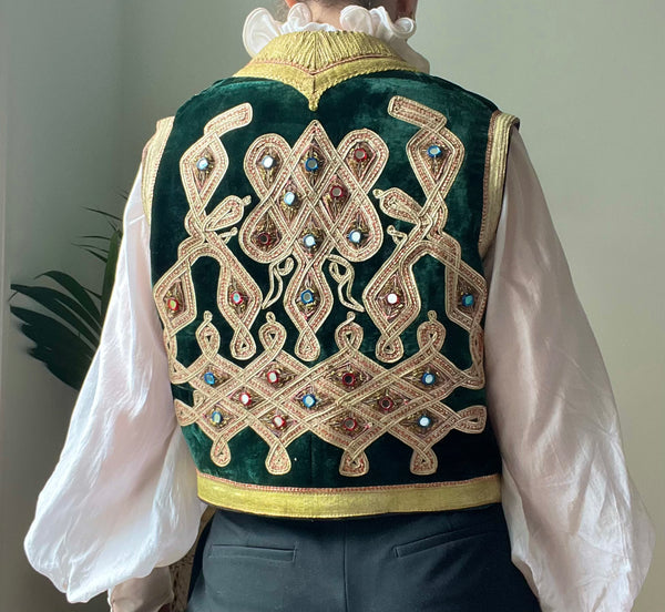 Original Antique Afghan Ottoman Velvet Waistcoat 1960's