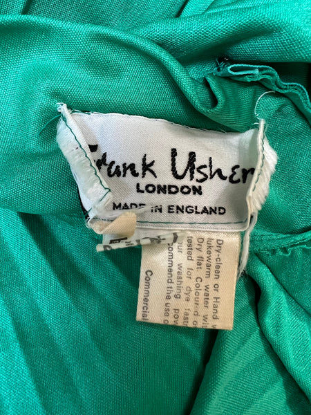 Frank Usher Pleated Accordion Green Kaftan Dress Rare
