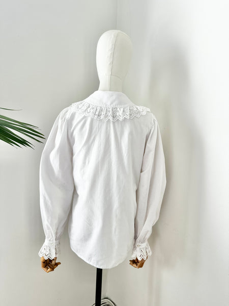 80's Cotton Scenin Bird Blouse