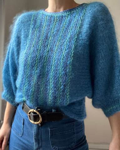 1970's Blue Hand Knitted Mohair Wool Jumper