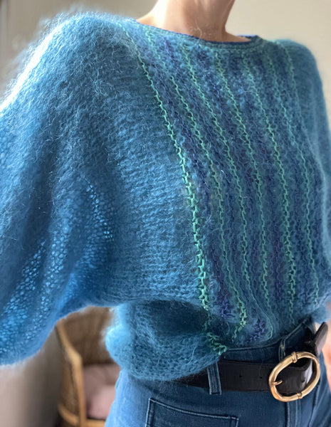 1970's Blue Hand Knitted Mohair Wool Jumper