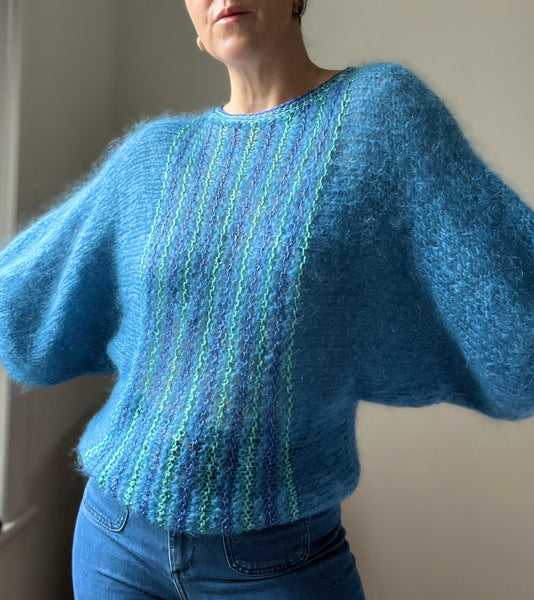 1970's Blue Hand Knitted Mohair Wool Jumper