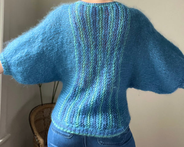 1970's Blue Hand Knitted Mohair Wool Jumper