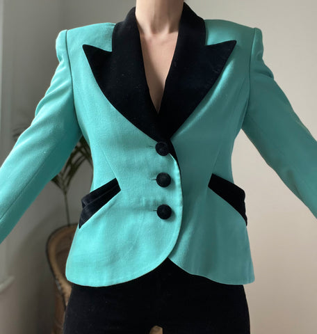 1980's Vintage Velvet Blazer Suit Jacket