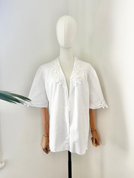 80's Cotton Blouse Open Shirt