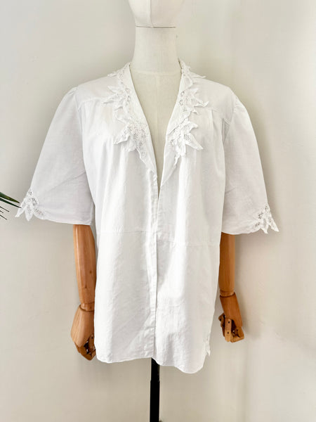 80's Cotton Blouse Open Shirt