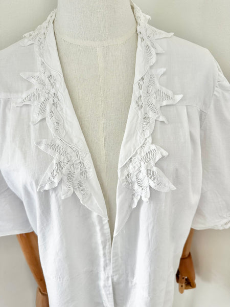 80's Cotton Blouse Open Shirt