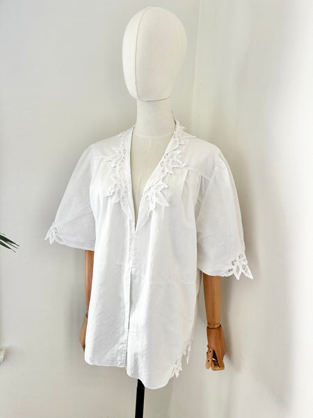 80's Cotton Blouse Open Shirt