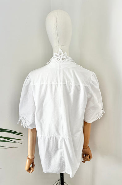 80's Cotton Blouse Open Shirt