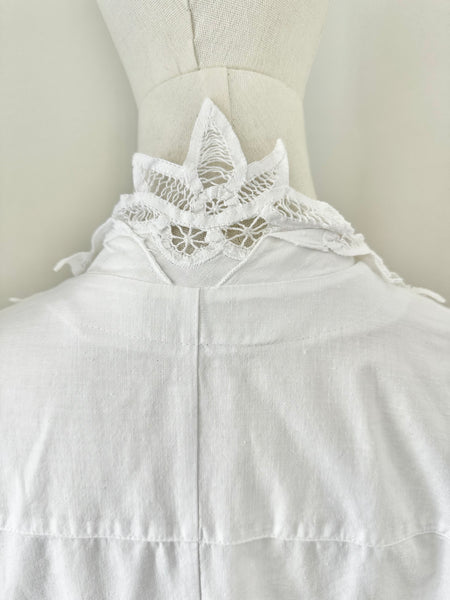 80's Cotton Blouse Open Shirt