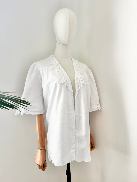 80's Cotton Blouse Open Shirt