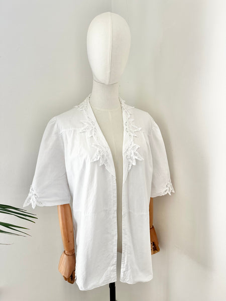 80's Cotton Blouse Open Shirt