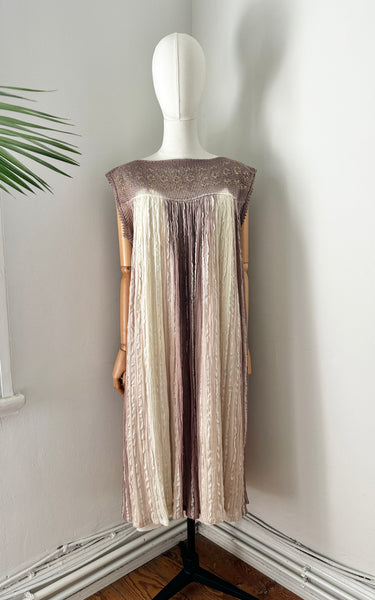 1970's Ombre Grecian Cotton Smock Mini Dress