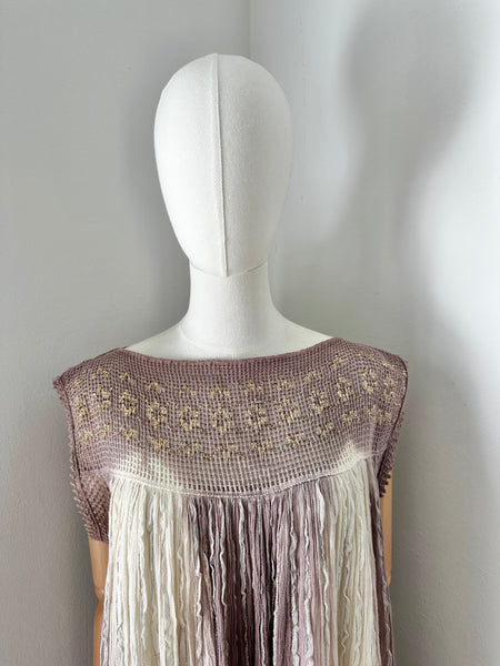 1970's Ombre Grecian Cotton Smock Mini Dress